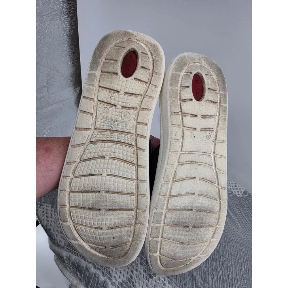 Crocs LiteRide Slides Mens 13 Black Red White Athletic Comfort Sandals 205183